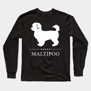 Maltipoo Dog White Silhouette Long Sleeve T-Shirt